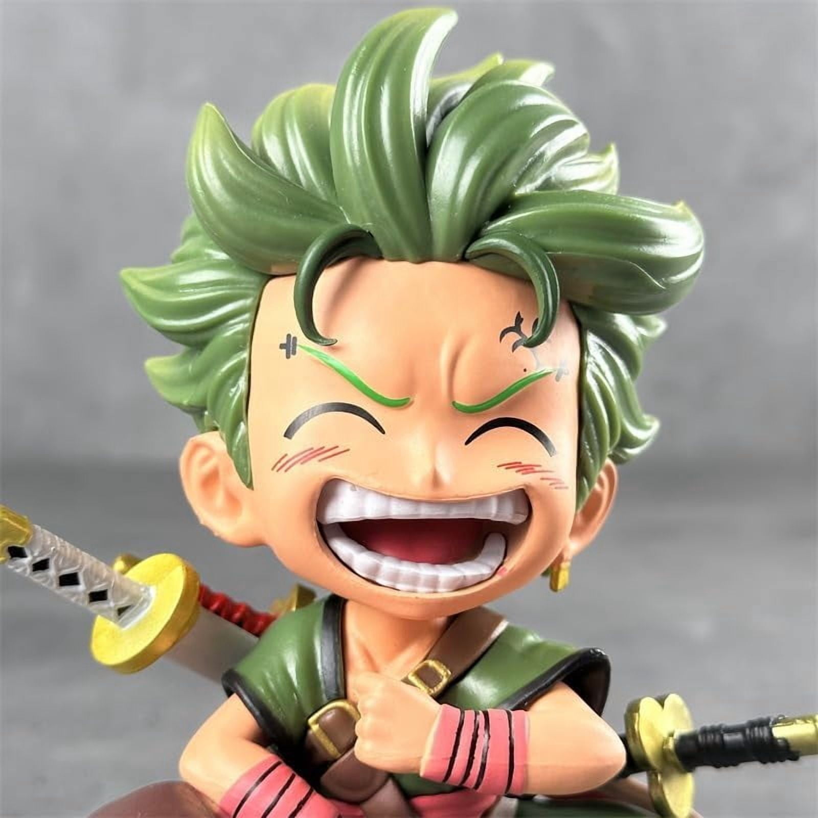 Newly Luffy Zoro Figure Q Version Sitting and Laughing Luffy Zoro Figures Desktop Ornaments PVC Action Statue Model Figure (Zoro)