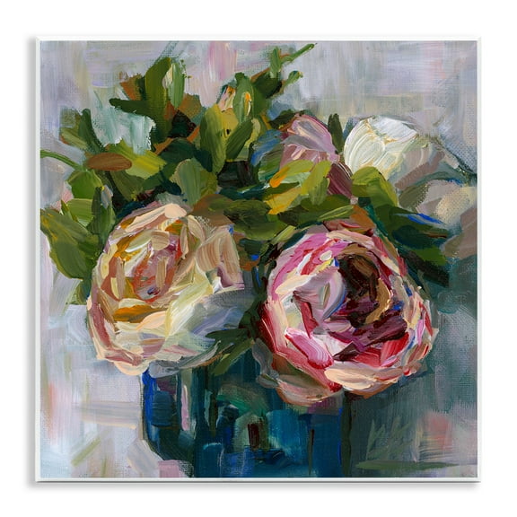 Stupell Industries Full Ranunculus Blooms Botanical & Floral Painting Unframed Art Print Wall Art, 12 x 12