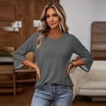 thumbnail image 6 of Qwertyu Womens Top 3/4 Sleeve T-shirts for Women Casual Crew Neck Three Quarter Length Sleeve Solid Fashion Loose Pullover Gray XL, 6 of 7