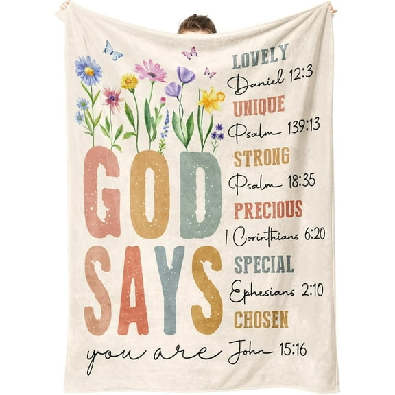 Christian Gifts for Women Birthday - Inspirational Floral Throw, Religious Birthday Gifts, Christian Blanket for Mom, Sisters, Friends, Girl, Baptism & Confirmation, Spiritual Gift for Her