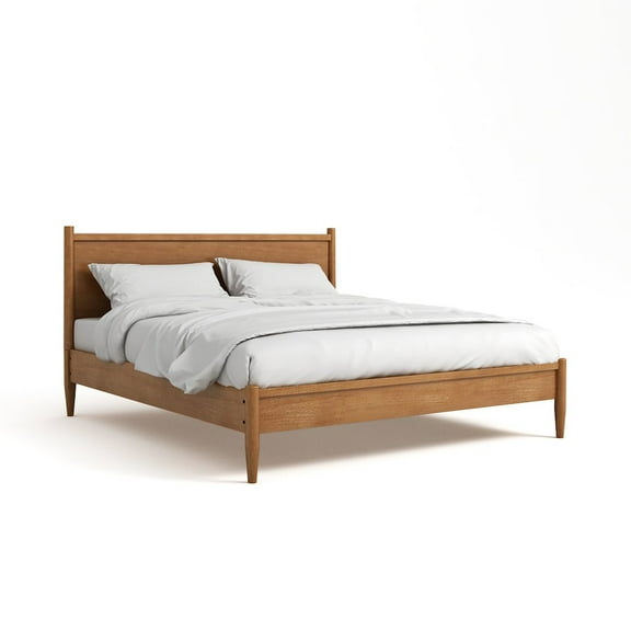 Furniture of America Belkor Solid Wood Queen Platform Bed in Oak