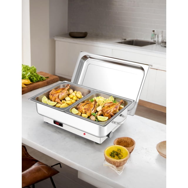 Kojooin Réchauds et Réchauds de Buffet Électriques, 2 x 4,5 Qt Demi-Format en Acier Inoxydable, Réchauds Alimentaires Commerciaux