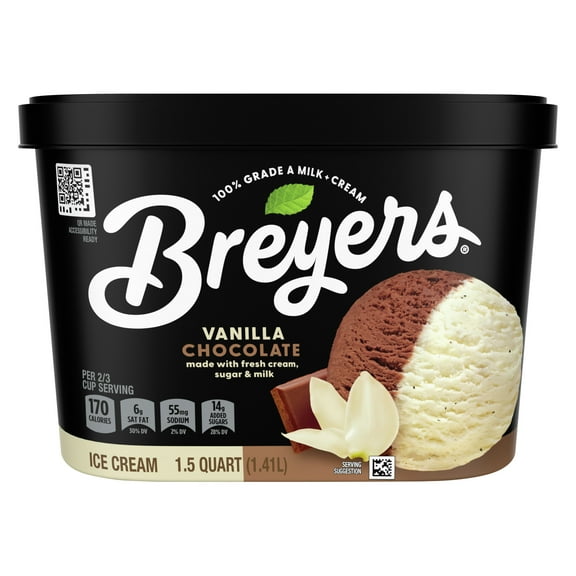 Breyers Vanilla Chocolate Ice Cream Gluten-Free Kosher Dairy Milk, 48 oz 1 Count