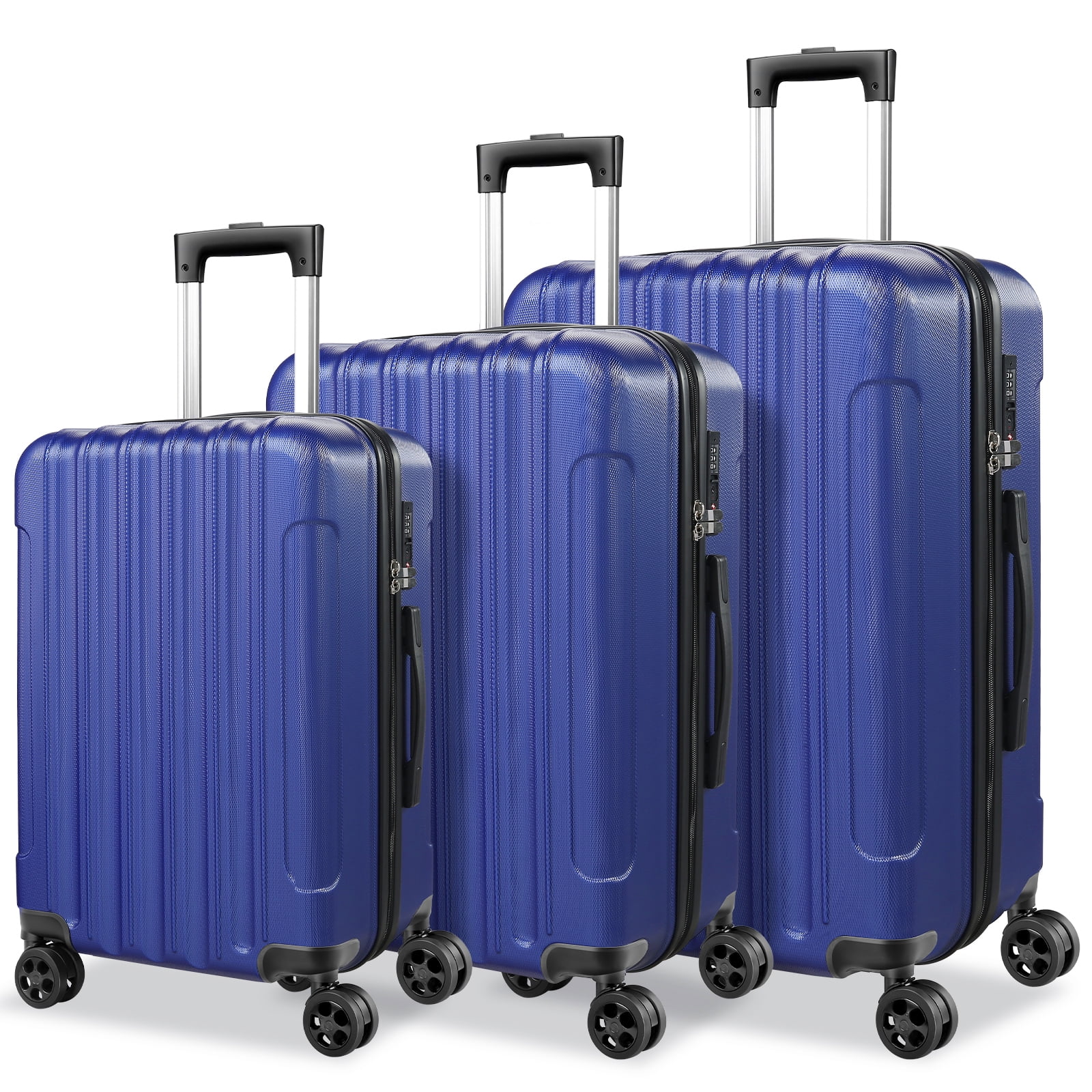 SUGIFT 3 Piece Luggage Sets ABS Hardshell Hardside with TSA Lock, Blue ...
