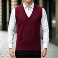 thumbnail image 2 of Riecok Mens Button Sweater Vest Sleeveless V Neck Cardigans Lightweight Solid Winter Tops with Pockets Wine 3XL, 2 of 6