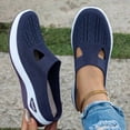 thumbnail image 5 of BRGZLK Women Slip On Shoes Fashion Versatile Closed Toe Breathable Mesh Walking Shoes Summer Trendy Lightweight Comfortable Plus Size Mule Navy 9, 5 of 6