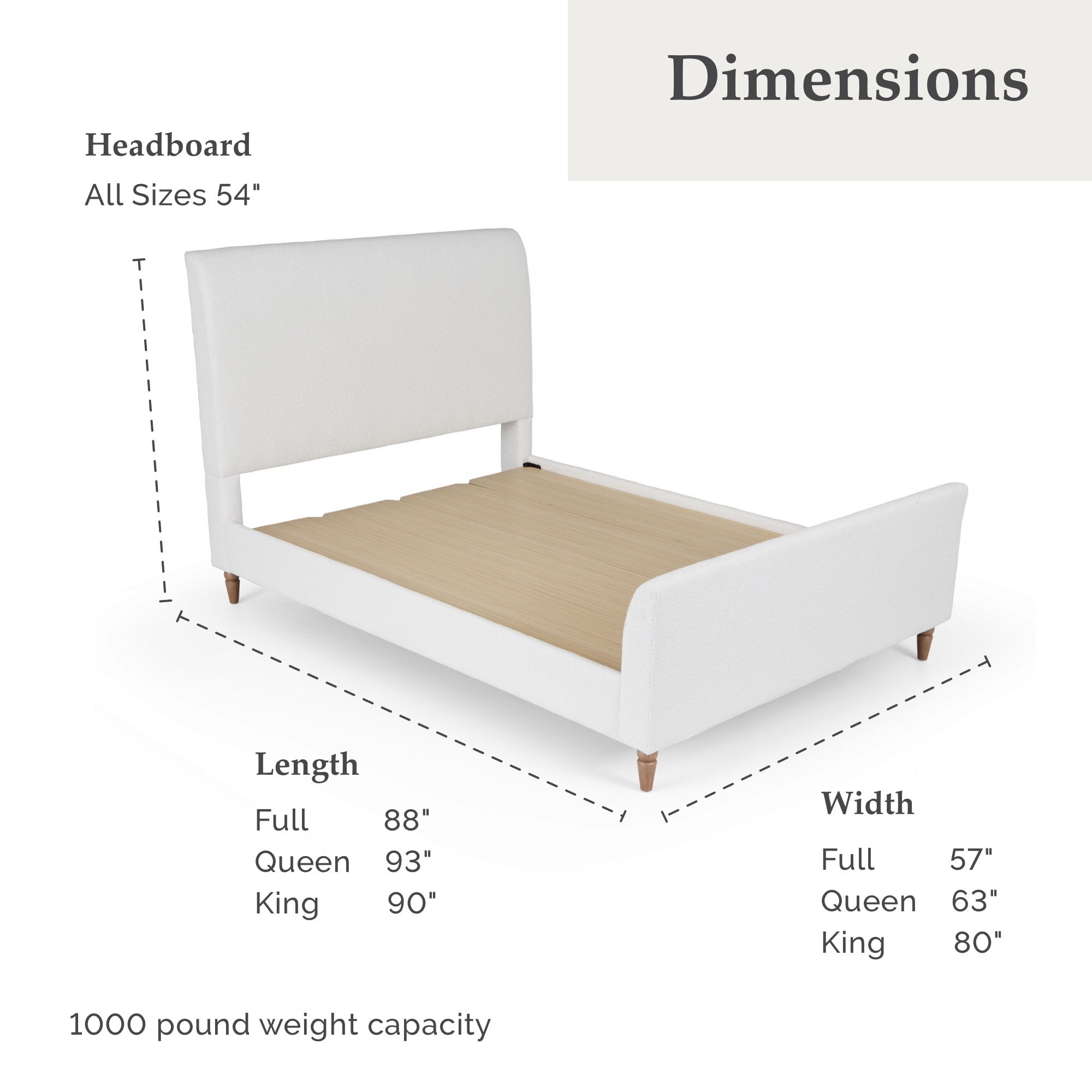 My Texas House Flynn Boucle King Platform Bed, Cream