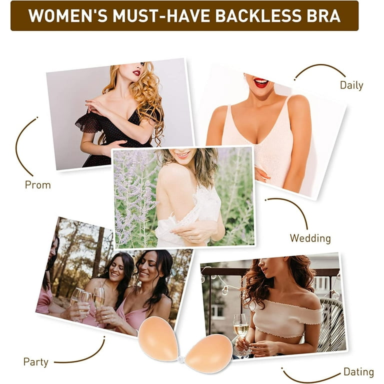 Adhesive Bra Strapless Sticky Invisible Push Up Silicone Bra For Backless  Dress With Nipple Covers A-f Z