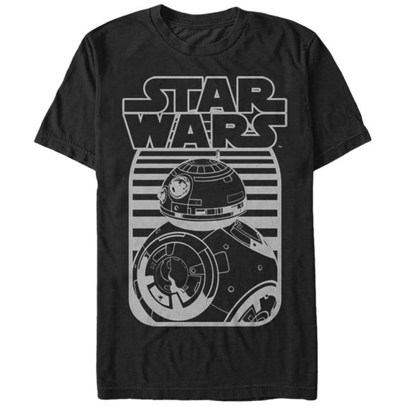 Men's Star Wars The Force Awakens BB-8 Stripe Logo Graphic Tee Black 2X Large