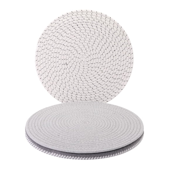 Unique Bargains 4Pcs Round Woven Table Placemats Gray 13x13inch