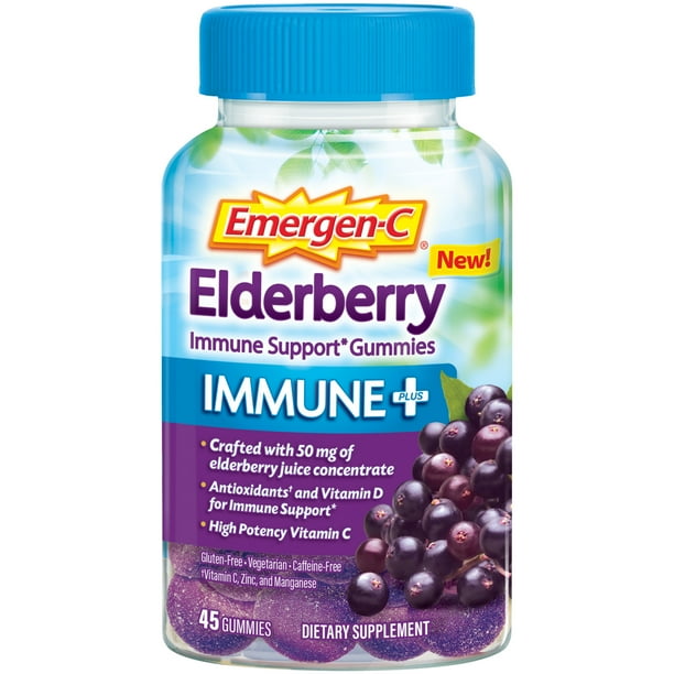 EmergenC Immune Plus Multivitamin Gummies, Elderberry, 45 Ct Walmart