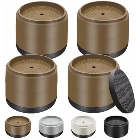 Furniture Risers Bed Risers Heavy Duty 1 inch, 2 inch, 3 inch, 4 inch Round Adjustable Bed Lifts Riser for Desk Legs Table Couch Sofa Chair Refrigerator Washing Machine (1 1 Inch, Brown, 4 Pack )