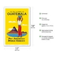 thumbnail image 2 of Fly by Clipper to Guatemala - Native Indian Woman Pacaya Volcano - via - Vintage Airline Travel Poster c.1950s - Master Art Print (Unframed) 12in x 18in, 2 of 4