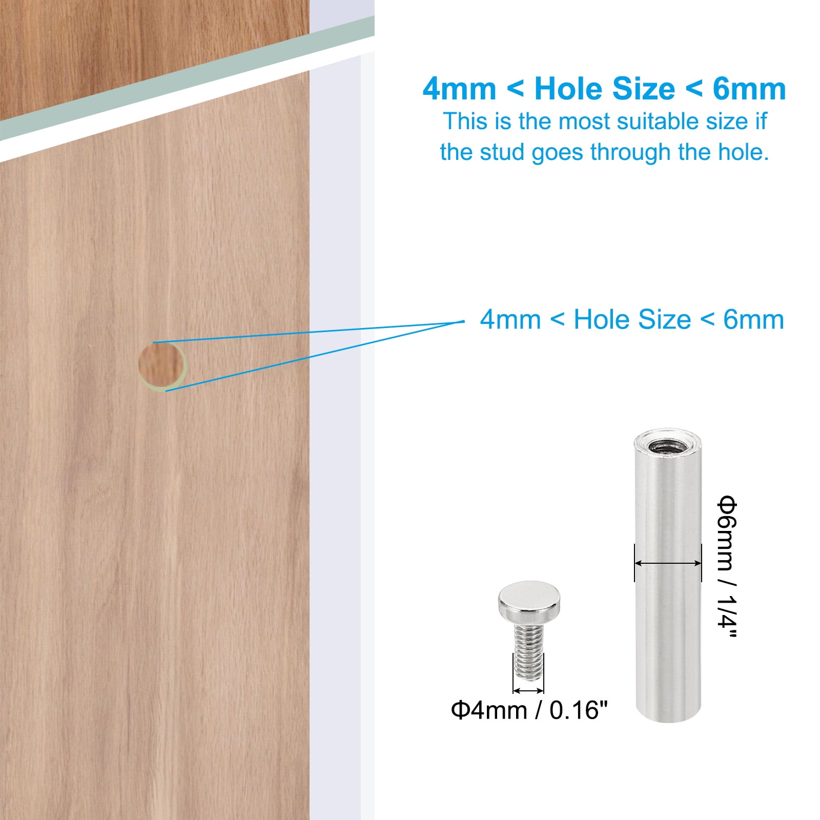 Uxcell 1/4 x 3.2 inch Sign Standoff Screws, 20 Pcs Stainless Steel Wall Standoff Mounting Hardware, Silver
