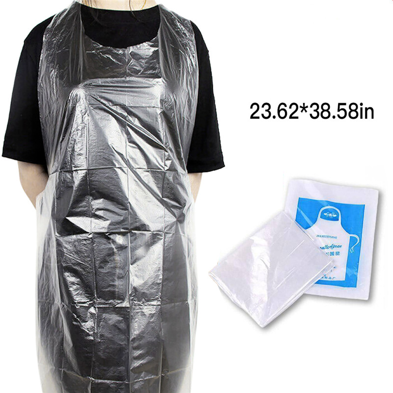 Pack of 100/200 Plastic Aprons Disposable Waterproof Apron Home Kitchen
