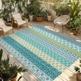thumbnail image 2 of Outdoor Rug 5x8 ft Teal Blue Boho Waterproof Outdoor Patio Rug Mat Non Slip Outside Area Rugs Carpet for RV,Camping,Porch,Deck,Pool,Balconybackyard,Bohemian Geometric Pattern, 2 of 9