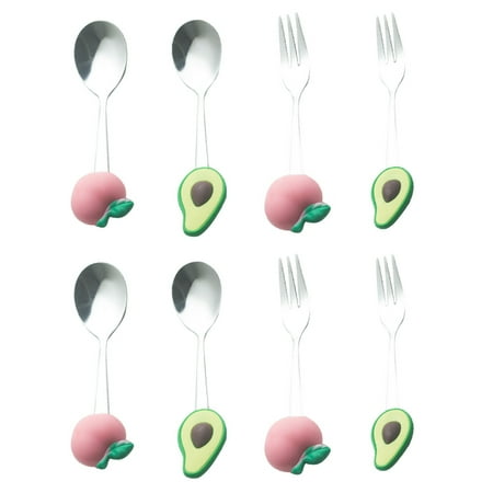 

2 Sets Creative Fruit Shaped Tableware Kit Stainless Steel Forks and Spoons Set