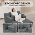 thumbnail image 3 of GAZHOME Oversized Chaise Lounge Chair Indoor, Corduroy Upholstered Sofa Bed, Cloud Floor Sofa Bed, Comfy Sleeper Couch Reading Chairs for Bedroom Living Room, No Assembly, Grey, 3 of 8