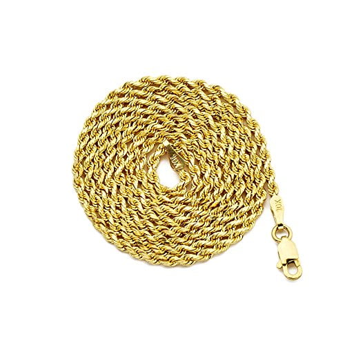 Noble Collections 10K Yellow Gold Diamond-Cut Rope Chain 2mm 