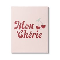 Stupell Industries Mon Cherie French Phrase Red Heart Cherries, 16 x 20, Design by Daphne Polselli