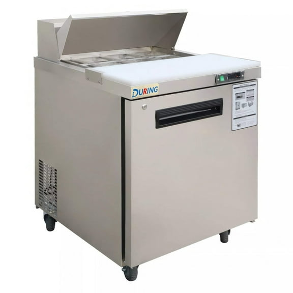 DURING D-KSR-27B 27" 1-Door Sandwich  Salad Prep Table Commercial Refrigerator in Stainless Steel