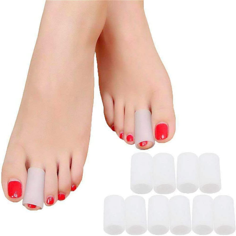 5 Pairs Silicone Gel Toe Sleeve Toe Protector Toes Cushions Pads Guard Separator for Bunion Blister White