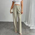 thumbnail image 2 of Wide Leg Pants Women's High Elastic Waisted in The Back Business Work Trousers Long Straight Suit Pants for Office Casual Wear, 2 of 5