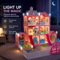 thumbnail image 6 of Lenbar Dollhouse Castle Villa Building Set with Colorful Lights, 10 Room Pretend Play House with 1 Doll and 1 Castle Roof, DIY Building Kit for Kids Ages 3+, 6 of 9