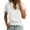 *White, variant on ClodeEU Women's V Neck Short Sleeve T-Shirt with Ruff Trim , Casual Solid Color Top with Elastic Smocked Waist Light Blue,Women's Plus L