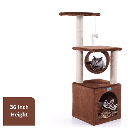 Jaxpety Deluxe Cat Tree Condo with Hanging Toy, 36