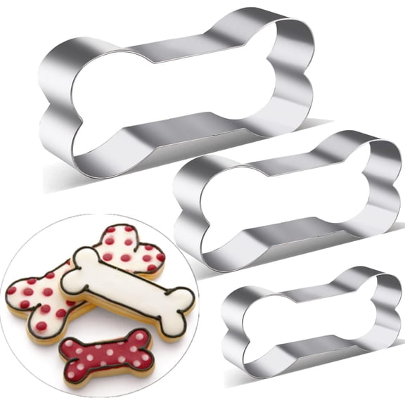 RotHome 3-Piece Stainless Steel Dog Bone Cookie Cutters Set, Mini Small Large Sizes Biscuit Cutters for Baking Homemade Dog Treats, Pet Theme Party Dessert Shaped Pastry Cutters
