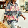 thumbnail image 5 of Womens 3/4 Sleeve Hoodies Vintage Pattern Oversized Pullover Hooded Sweatshirts, 5 of 6