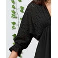 thumbnail image 5 of Doublju Womens 34 Sleeve Deep V Neck Eyelet Casual Midi Dress With Plus Size, 5 of 5