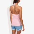 thumbnail image 3 of Women's Halter Neck Knit Tank Top with Ribbed Design and Stretchy Fit for Casual Summer Wear- Medium, Pink, 3 of 5