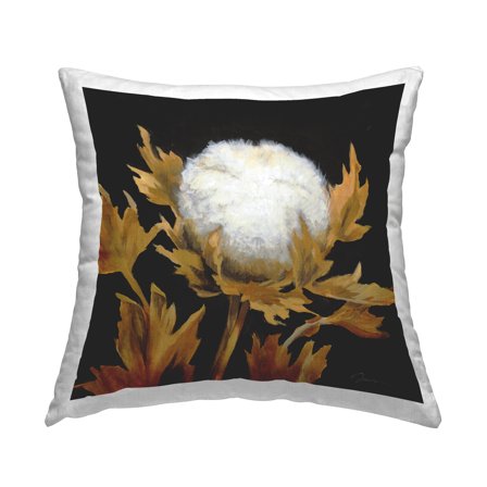 Stupell Industries Cotton Flower Blossom Square Decorative Printed Throw Pillow, 18 x 18