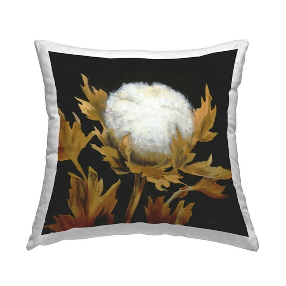 Stupell Industries Cotton Flower Blossom Square Decorative Printed Throw Pillow, 18 x 18