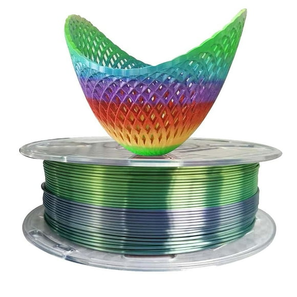 Silk Rainbow PLA Filament 1.75 mm 3D Printer Filament 1KG 2.2LBS Shiny Silky Shine PLA 3D Printing Materials Multicolor Rainbow PLA Filament 1.75mm Metallic Gradient 3D Printing Filament HZST3D