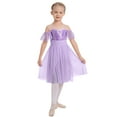 thumbnail image 5 of IBTOM CASTLE Girls Lyrical Dance Costume Ballet Leotard Sequin Spaghetti Straps Tulle Long Dress Ballerina Outfits Princess Dress up 7-8 Years Purple, 5 of 8