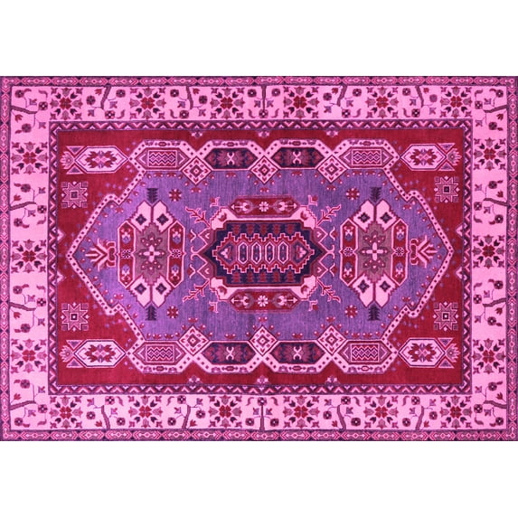 Ahgly Company Indoor Rectangle Geometric Pink Traditional Area Rugs, 5' x 7'