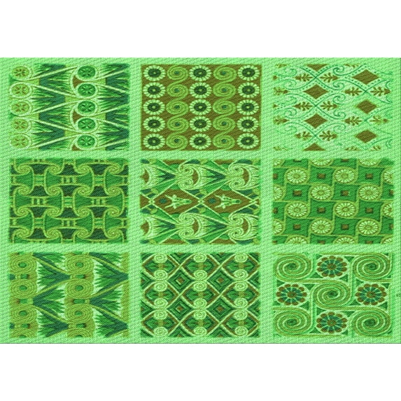 Ahgly Company Machine Washable Indoor Rectangle Transitional Emerald Green Area Rugs, 2' x 4'
