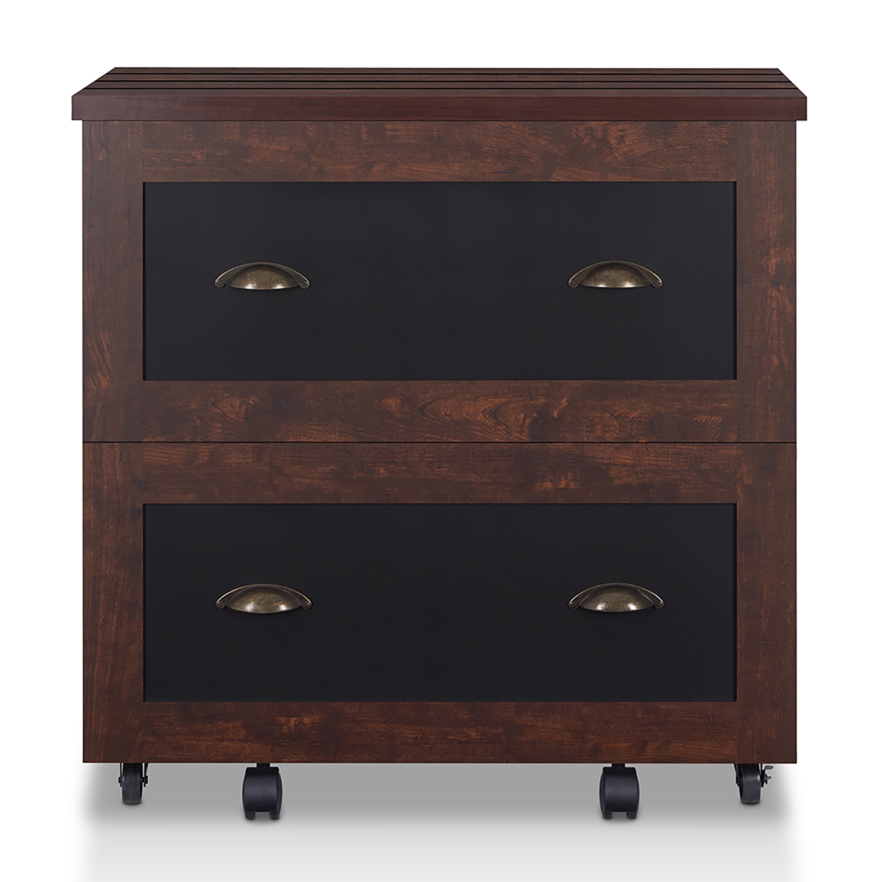 Rele 2-Drawer Wood File Cabinet with Casters, Vintage Walnut