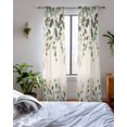 thumbnail image 3 of Green Eucalyptus Sheer Curtains 63 Inch Length 2 Panels Set for Living Room/Bedroom, Farmhouse Weeping Leaves on Linen Kitchen Curtains Grommet Semi-Sheer Curtains Drapes Window Treatments 42"x63"x2, 3 of 7