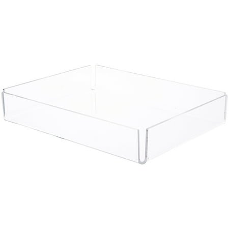 Plymor Clear Acrylic Open Corner Merchandise Display Tray, 9.5" W x 12.25" D x 2.125" H (2 Pack)