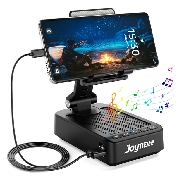 Soporte para teléfono con altavoz Bluetooth con carga para todos los teléfonos