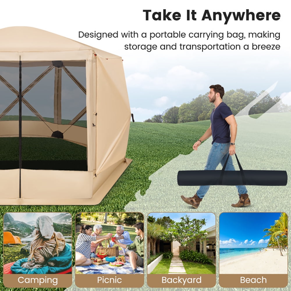 Aimee Lii 11.5 X 11.5 FT Pop-Up Screen House Tent with Portable Carrying Bag, Oversize Privacy Tent, Easy Set Up Privacy Shelter, Coffee