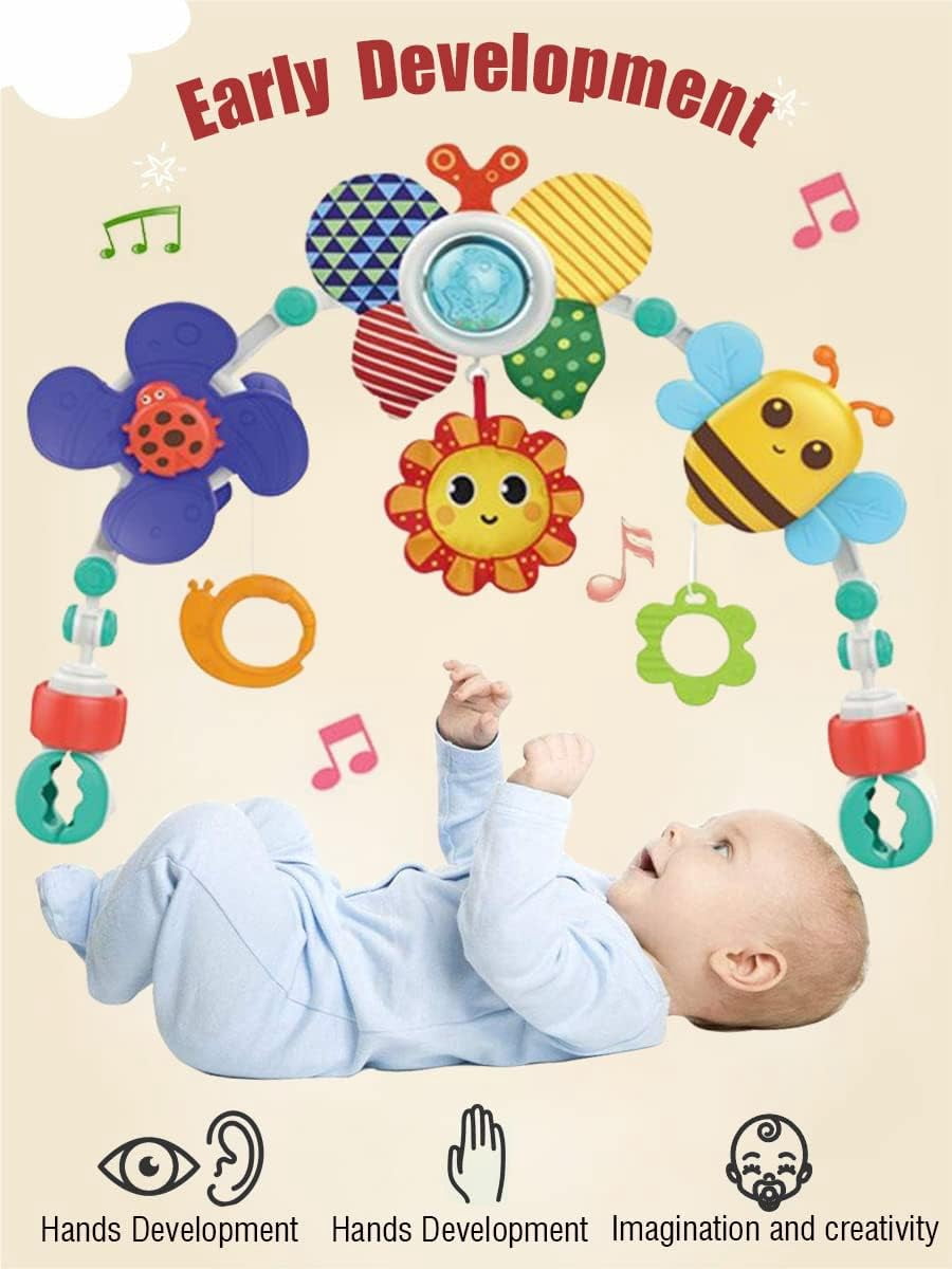 Ludolm Baby Stroller Arch Toys, Travel Car Seat Toys, Baby Play Arch Crib Accessory Toys, Mobile for Bassinet, Pram Activity Arch Bar Toys for Babies Infants