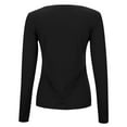 thumbnail image 6 of Autumn And Winter Women's Solid Color Long Sleeved Round Neck Shirt Ribbed Knitted Slim Casual Sweater Dark Tee Short T Shirt T Pack Plain Long Sleeve Shirt Women Shirts for Women Long Sleeve Hiking, 6 of 7