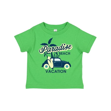 

Inktastic Paradise Beach Vacation with Palm Trees Car and Surfboard Gift Toddler Boy or Toddler Girl T-Shirt