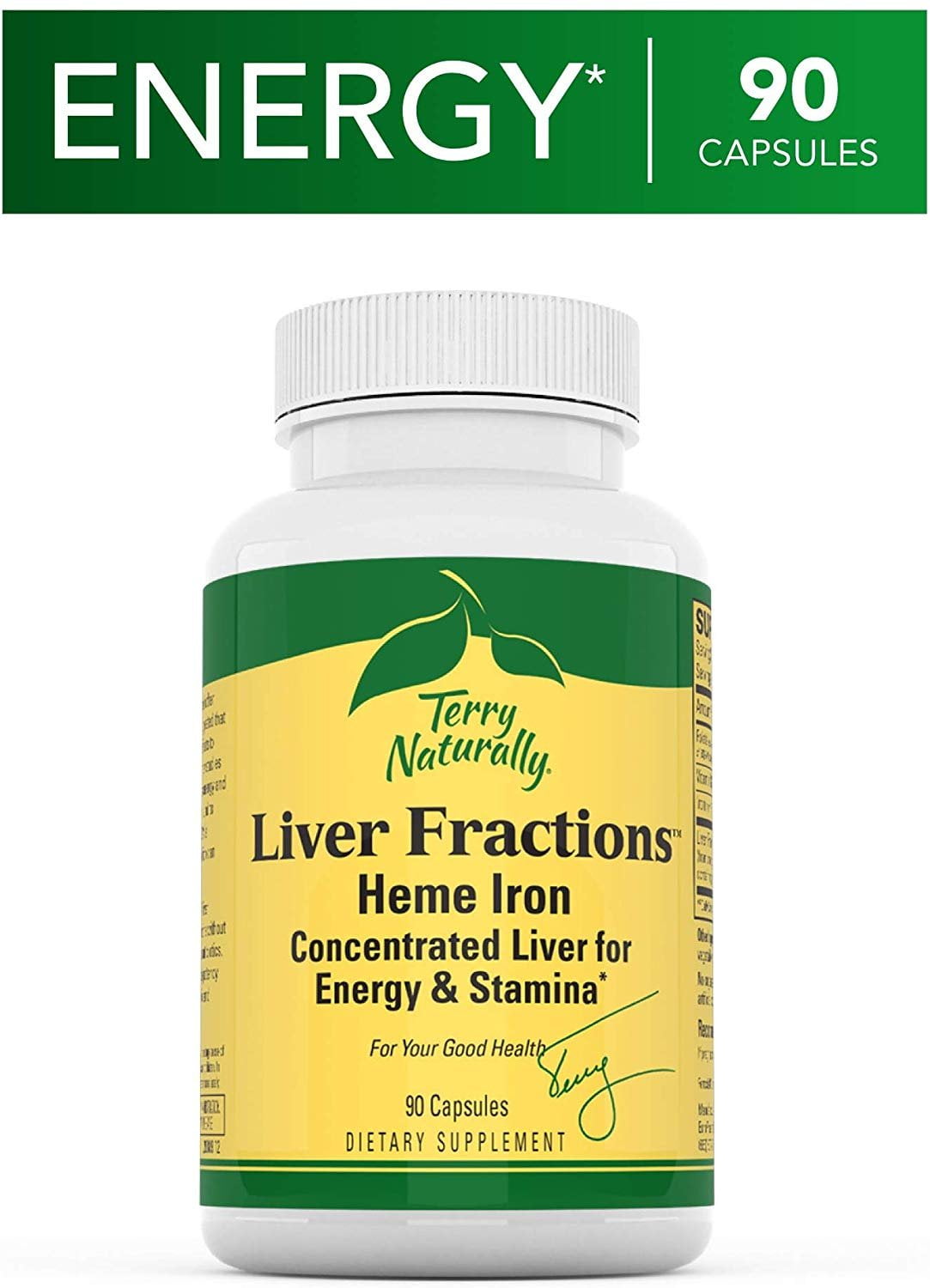 Terry Naturally Liver Fractions 90 Capsules Predigested Beef Liver Supplement, Supports