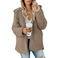 thumbnail image 2 of XDDLITP Womens Oversized Sherpa Hoodies Fuzzy Fleece Solid Color Cardigan Long Sleeve Oversized Hooded Sweatshirt Comfy Winter Outerwear with Pockets,Brown 2XL, 2 of 6
